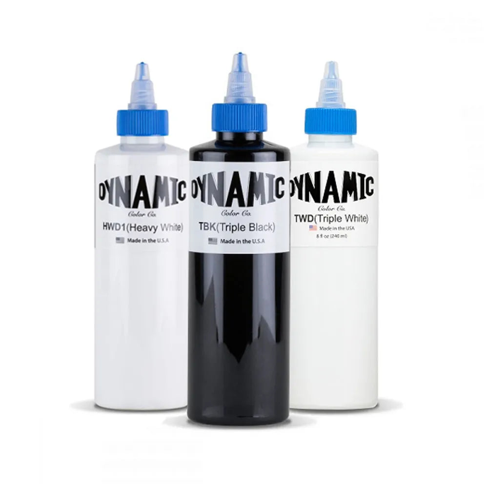  Dynamic Color Co - 8 oz Black and Triple White Tattoo