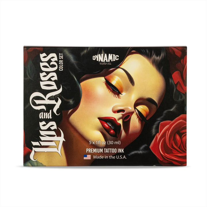 Dynamic Lips and Roses Color Tattoo Ink Set