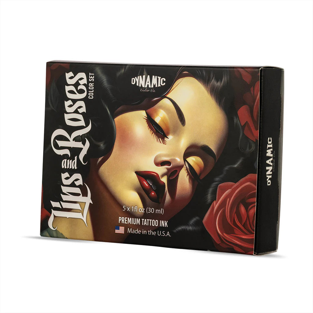 Dynamic Lips and Roses Color Tattoo Ink Set